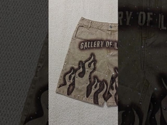 Niestandardowe 2025 Nowe Krótkie Spodnie Jorts Streetwear Wysoki Stan Vintage Stone Wash Rhinestone Baggy Oversize