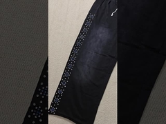 Specjalistyczni biegacze spodnie z potem Bawełna z nadmiarem francuska Terry proste nogi workowaty kwas umyć Flared Rhinest