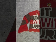 Logo na zamówienie 280-300 gsm Bawełna Wyzbawione haftowanie kwas Myte surowe Hałwy obcięte Paski długi rękaw