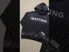 Bluza z kapturem zapinana na zamek z aplikacją, haftem, dżetami, efektem sprania, postarzanym, z polaru, w stylu vintage, w stylu ulicznym