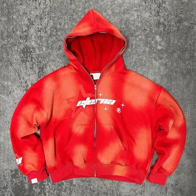kupować 100% bawełniana Hoodie z ciężką wagą Vintage kwas myj słoneczny Zmarznięty Puff Drukowanie pełne Zip Up online manufacture