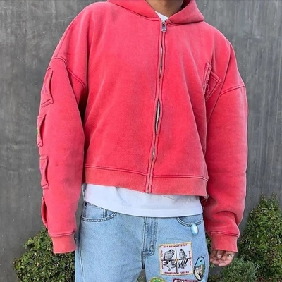 kupować Jesień Custom 400 gsm Oversized Hoody Men w Pink Red Sun Fading Stone Wash z detekcją igły online manufacture
