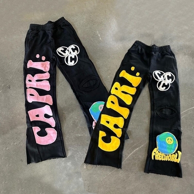 kupować Płaszcz wyświetlany francuski Terry Acid Wash Raw Hem Distressed Flared Sweatpants Regular Fit 100% Bawełna online manufacture
