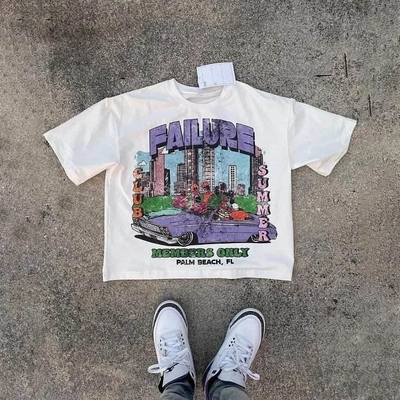 kupować Boxy Graphic 300 gsm 100% bawełniana koszulka kolorowa na zamówienie DTG Puff Print T-shirt online manufacture