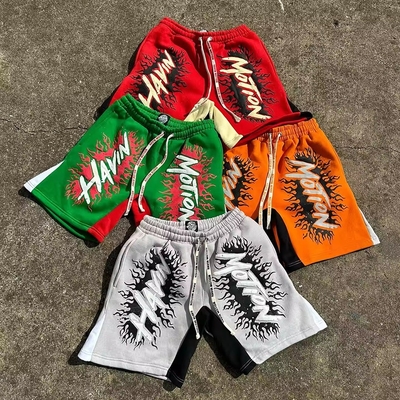 kupować Często powoływane bawełniane ubrania uliczne Jogger Baggy Acid Wash Puff Print Casual Plus Size Sweat Shorts online manufacture