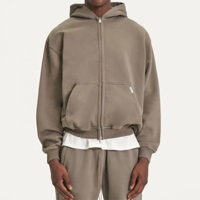 kupować Wymyte Ciężkowa bawełniana kropla ramię Blank Acid Nędzny obcięty Zip Up Hoodie online manufacture