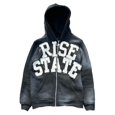 kupować Patch Embroidery Vintage Sun Fading French Terry Distressed Hoodie z Puff Printing online manufacture