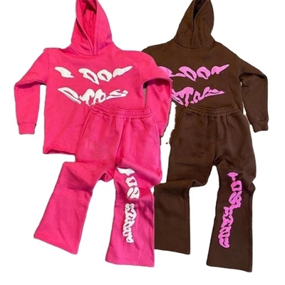 kupować Działka męska 3D Puff Print Flared Sweatpants and Cutted Hoodie Set for Tracksuit online manufacture