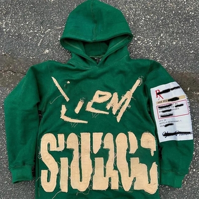 kupować Custom 420 gsm Hoodie męska Streetwear z patch broderii Vintage Design Acid Wash online manufacture