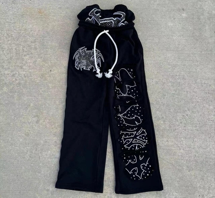kupować Vintage Acid Wash Distracted Strass Double Waist Flared Baggy Sweatpants 100% Cotton online manufacture
