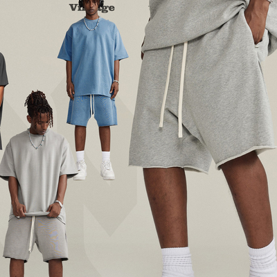 kupować Lato 2024 Mężczyźni Tłuszczowe Jogger Ćwiczenia Gym Vintage Elastyczna Pas Raw Shorts online manufacture