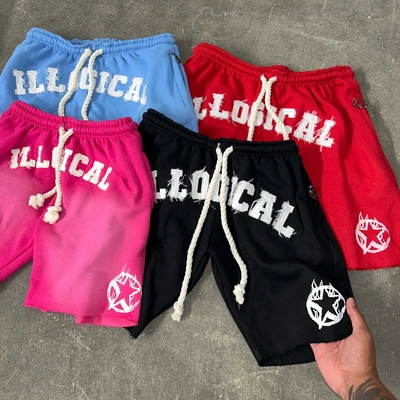 kupować Stosowane męskie ubrania uliczne grube sznurki wintage Applique Sweat Short Cut Edge Acid Wash online manufacture