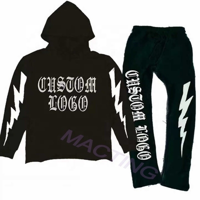 kupować Męskie bawełny francuskie Terry skrojone surowe Hem Cut Sew Acid Myte Flared Sweatpants Hoodie Set online manufacture