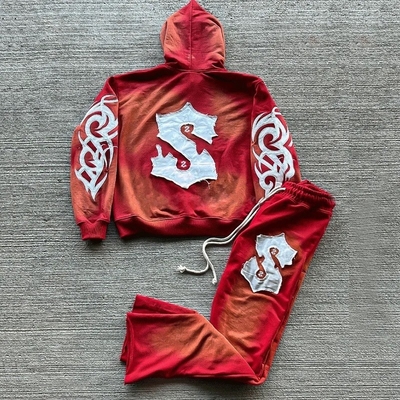 kupować Mężczyźni Acid Wash Sun Fading Flared Sweatpants Set z logo wyświetlanym na zamówienie online manufacture