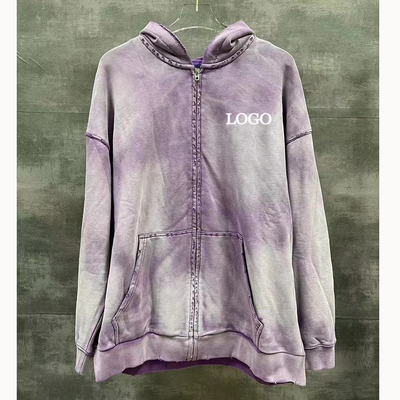 kupować /Vintage Distressed /Ripped Tie Dye /Zip Up Hoodies /Wykrywanie igły /i zamówienie wzoru online manufacture