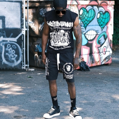 kupować 2024 Lato Bieganie kwas myje Nędzny bez rękawów Raw Hem 2 Piece Shirt Set online manufacture
