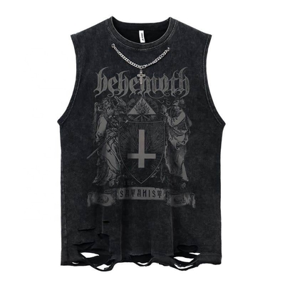 kupować Niestandardowe logo Streetwear Tank topy z surowym obszyciem na co dzień w stylu vintage Acid Wash online manufacture