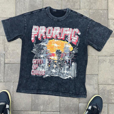 kupować Unisex Streetwear z nadmiarem czystej koszulki z płaszczem czarnym z płaszczem kwasowym z płaszczem płaskym z klasy vintage online manufacture