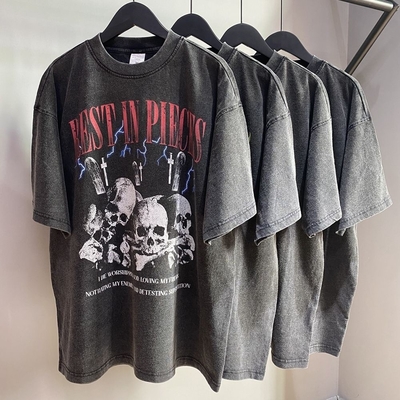 kupować High Street Acid Wash T-shirt Unisex czarny T-shirt z logo 1000 ilości online manufacture
