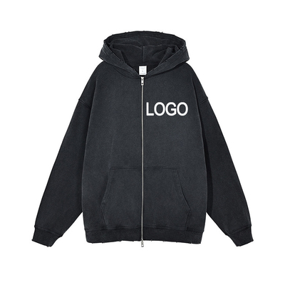 kupować Wysoka szyja Zip Up Hoodie Sweatshirt 3D Puff Print Streetwear męski sweter Styl regularny rękaw online manufacture