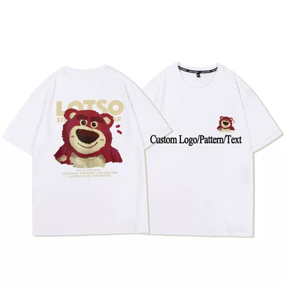kupować Niedźwiedź truskawkowy Blank T-shirt dla kobiet 95% bawełna Krótkie rękawy Luźne nadmiarowe T-shirt online manufacture