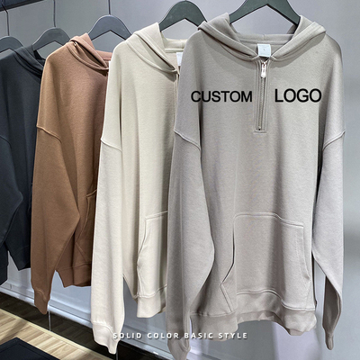 kupować 300g-700g Bawełna Unisex Mężczyźni Streetwear Wielkości Puff Print Half Zip Up Hoodies 3xl 4xl 5xl online manufacture