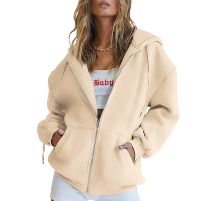 kupować Upadek musi mieć niestandardowe nadmiarowe kobiety zip-up bluzka z kapeluszem Sweatshirts online manufacture