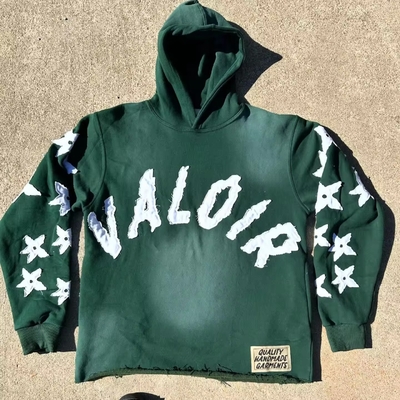 kupować Vintage Applique Distressed Hoodie Pullover kwasowy myj wycięty sweter Sun Faded Wycięty kwasowy myj wycięty online manufacture