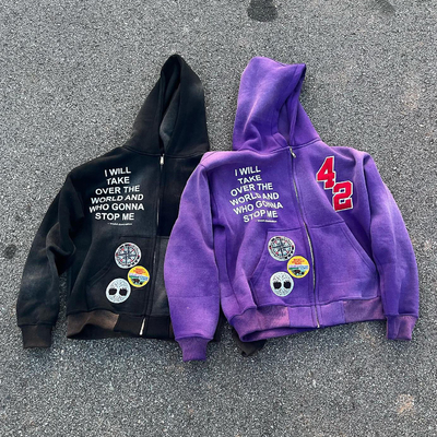 kupować Custom Strass Hoodie męska Chenille Patch Embroidery kwas umyć Słońce Zgasł 100% bawełna online manufacture