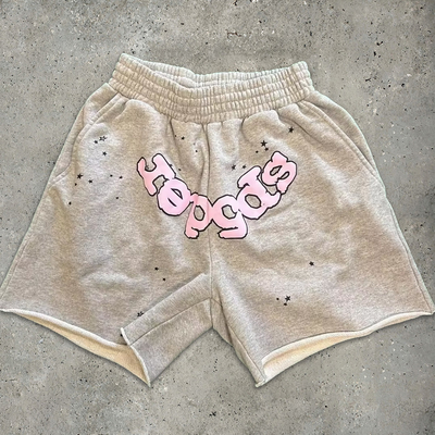 kupować lekkie męskie szorty francuskie ciemne Graficzne Puff Print Joggers Sport Workout Sweat Shorts Streetwear Bawełna wełna online manufacture