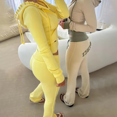 kupować Wyroby z bawełny na zamówienie Y2k Flared Running Tracksuits Kobiety Wycięte Slim Fit Szczupły Straszny Sweat Suits Kobiety online manufacture