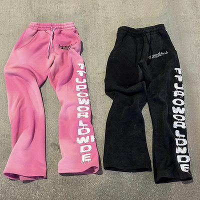 kupować Niestandardowe spódniczki spodnie spodnie rozluźnione Słońce wyblakły Puff Print Bootcut Kwas myj spodnie spodnie online manufacture