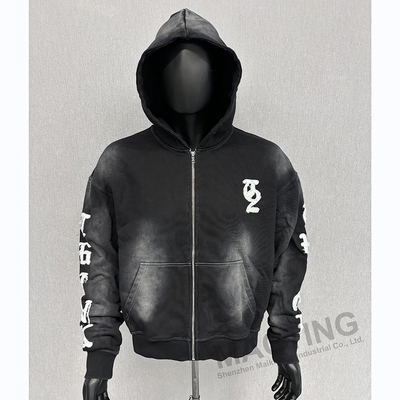 kupować Custom Logo Oversized Boxy Fit Odrąbany Zip Up Hoodies Heavyweight Vintage Myte Wstrząśnięte haftowanie Hoodie online manufacture