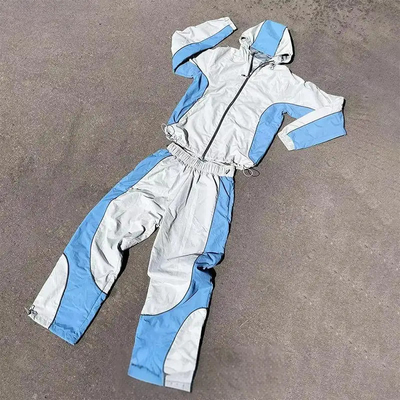 kupować Niestandardowy kostium wyświetlany kurtka z zipem kurtka biegacz zestawy kolorów blok nylonowy spodnie pocenne Windbreaker Tracksuit dla mężczyzn online manufacture