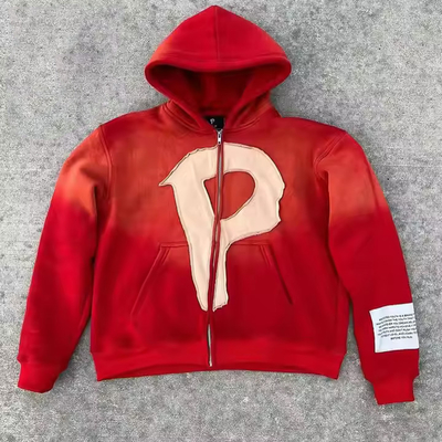 kupować Stosowany Vintage Zmarznięty Wielkości Francuski Terry Boxy Ogrzewany Hoodie Mężczyźni Nędzne Aplikacja haftowanie kwas Myć Zip Up Hoodie online manufacture