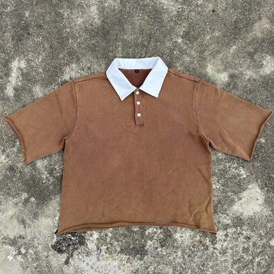 kupować Wysokiej jakości producent 100% bawełny Vintage Acid Wash Boxy Croped T-Shirt Custom Homme Short Sleeve Polo T-Shirt dla mężczyzn online manufacture