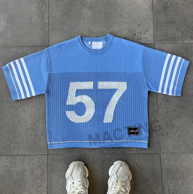 kupować Streetwear Custom T-Shirt Wysokiej jakości haftowanie Krótkie rękawy Pudełkowy skrócony bawełniany siatka Płyty Jersey T-shirt online manufacture
