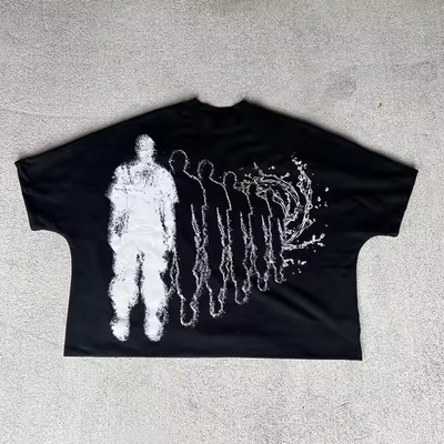kupować 2025 Custom Graphic Crew Neck Drop Shoulder T-shirty ciężkiej wagi z nadmiarem obciętych, T-shirty dla mężczyzn online manufacture