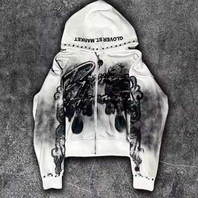 kupować Niestandardowy, brudny, umyty, zamknięty, z zębami, kamień z kapeluszem, męski, graficznie wydrukowany logo, francuski, Terry Streetwear, vintage, zęby z kapeluszem. online manufacture
