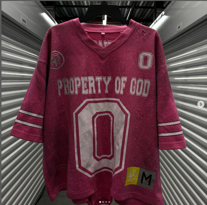 kupować Styl Streetwear America V Neck Boxy Fit T-Shirt Nędzny Vintage Strass Oversized Sport Football T-Shirt Jersey online manufacture