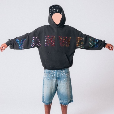 kupować Niestandardowe kryształy Ciężki ciężar Vintage Y2K Streetwear Pullover Hoodie 500 Gsm Baweł Terry Mężczyźni Rhinestone Hoodies online manufacture