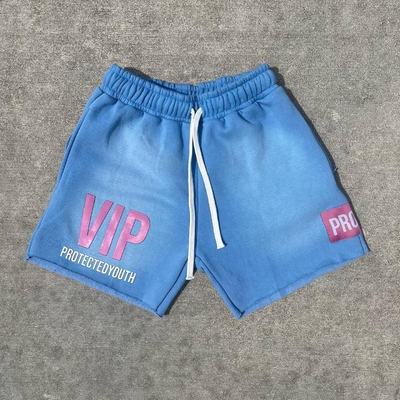 Custom Puff Print Logo Acid Wash Shorts Cotton Fleece Zipper Pockets Sweat Shorts dla mężczyzn