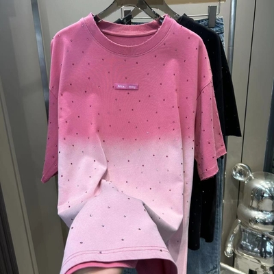 250Gsm męskie koszulki z kamieniem strumowym Unisex bawełniany koszulka z zmyciem vintage Oversized Fit w Pink Acid Wash