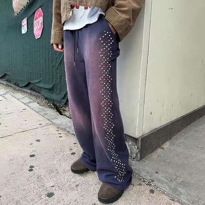Słońce zgasł kwas umyć Custom Joggers Bawełna worek z kryształową dekoracją
