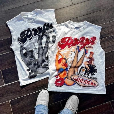 Logo na zamówienie Silk Screen Print T-shirty bez rękawów dla mężczyzn 100% bawełny