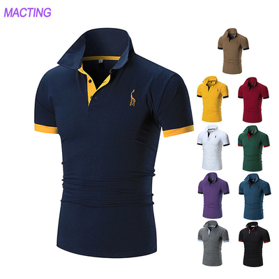 Tkanina z dzianinami Logo na zamówienie Plain Casual Golf Cotton Polyester Polo Shirts T-shirt dla mężczyzn