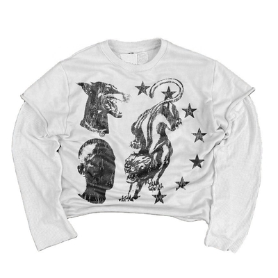 Druk seryjny na zamówienie Francuski Terry Dwuwarstwowy T-shirt z długimi rękawami dla mężczyzn Kolorowy