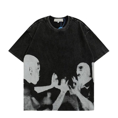 200 gm 300 gm 400 gm Dyktualizacja cyfrowa dla mężczyzn Vintage T-shirt oczyszczony kwasem
