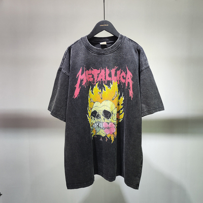 Czarny kwas do mycia Unisex Logo DTG Drukowanie Drop T-shirt na ramię dla bawełny vintage