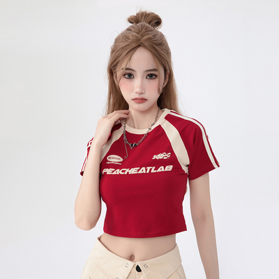 Metoda tkania Styl Y2K Styl dzianiny Vintage Dziewczyny List 3D Screen Puff Print T-shirty